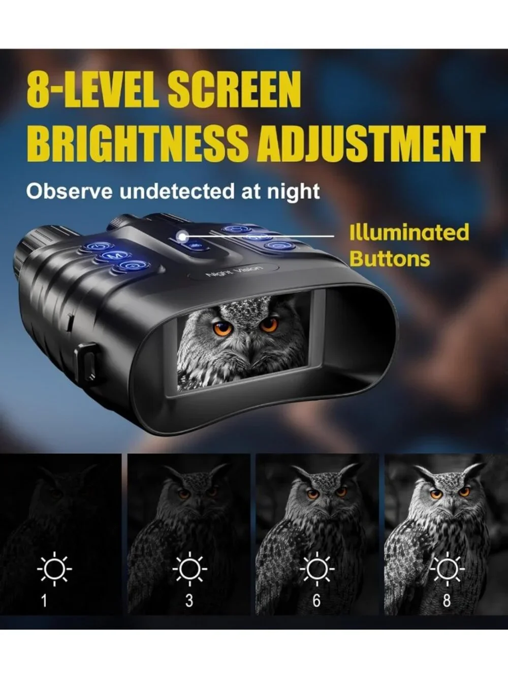 4K Night Vision Binoculars with 8X Zoom, 48MP, HD Screen & 32GB Card - Ideal for